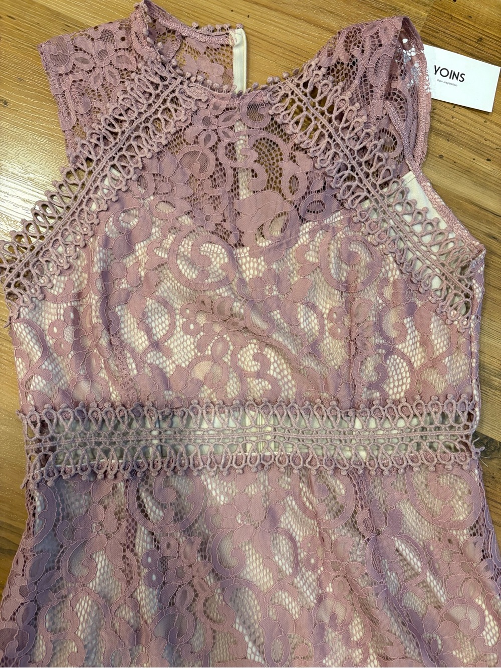 YOINS Mauve Lace Midi Dress